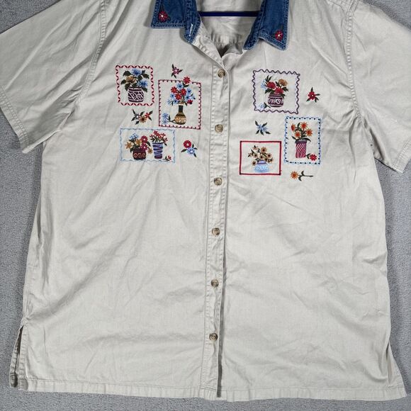 Bobbie Brooks Woman Shirt Button Up Women’s Plus Size 18W/20W Gardening Flowers - Picture 2 of 10